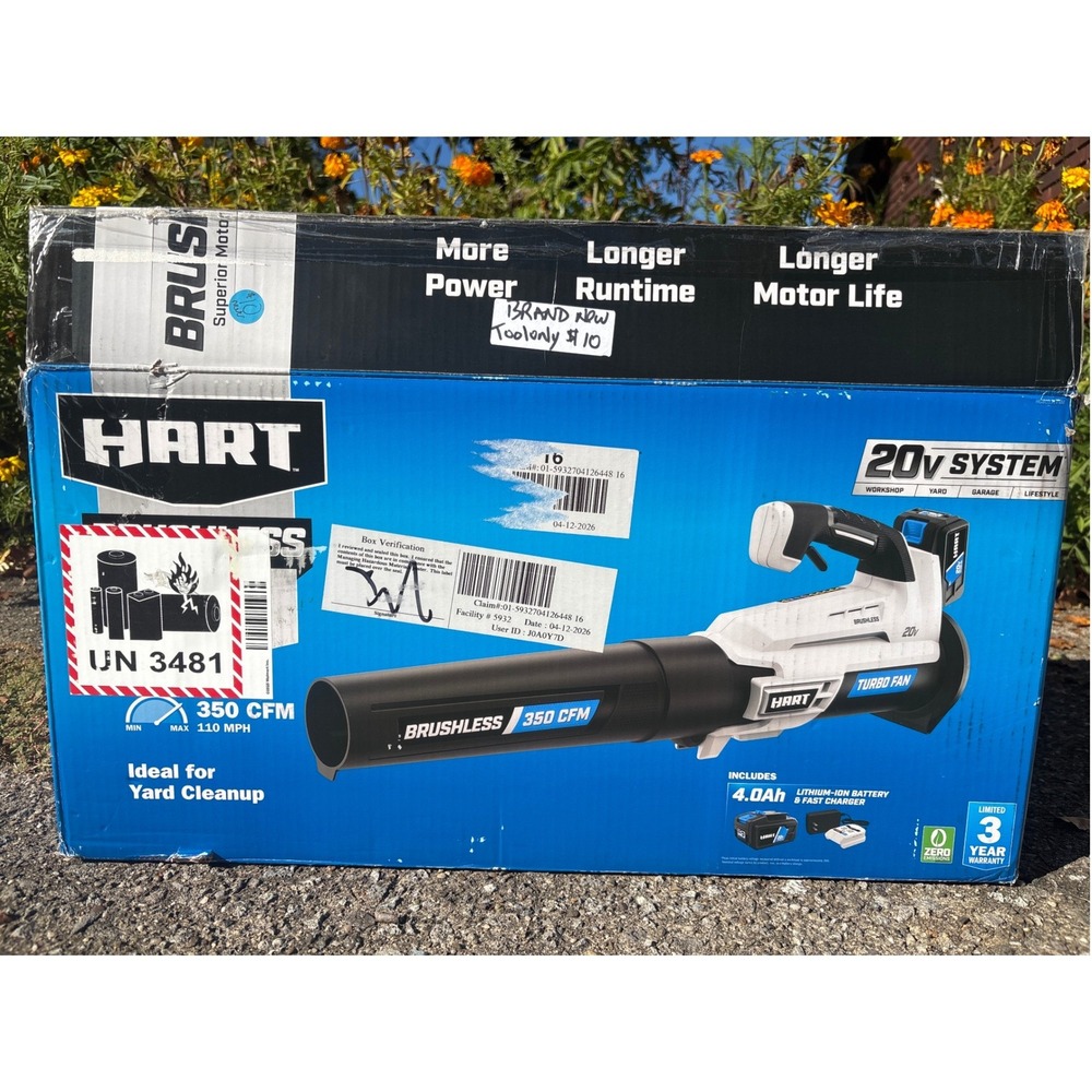 HART 20V Brushless Turbo Fan Blower Kit 350 CFM 110 MPH Tool only No Battery